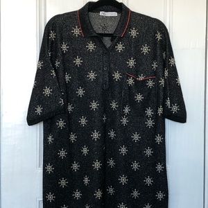 Zara Oversized Compass Print Polo - Navy (Medium)